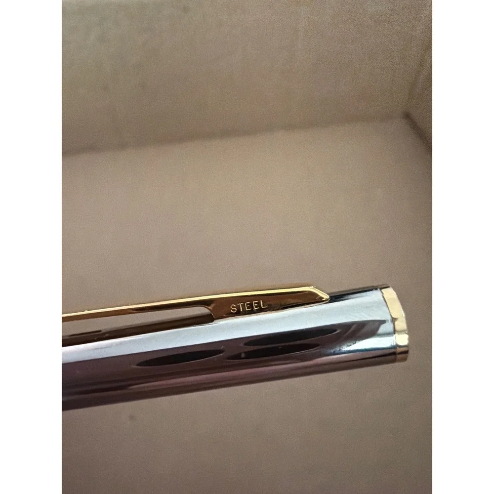 Anson Ballpoint Pen Silver Gold Two Tone Steel Vintage Writing‎ Tool Box Logo